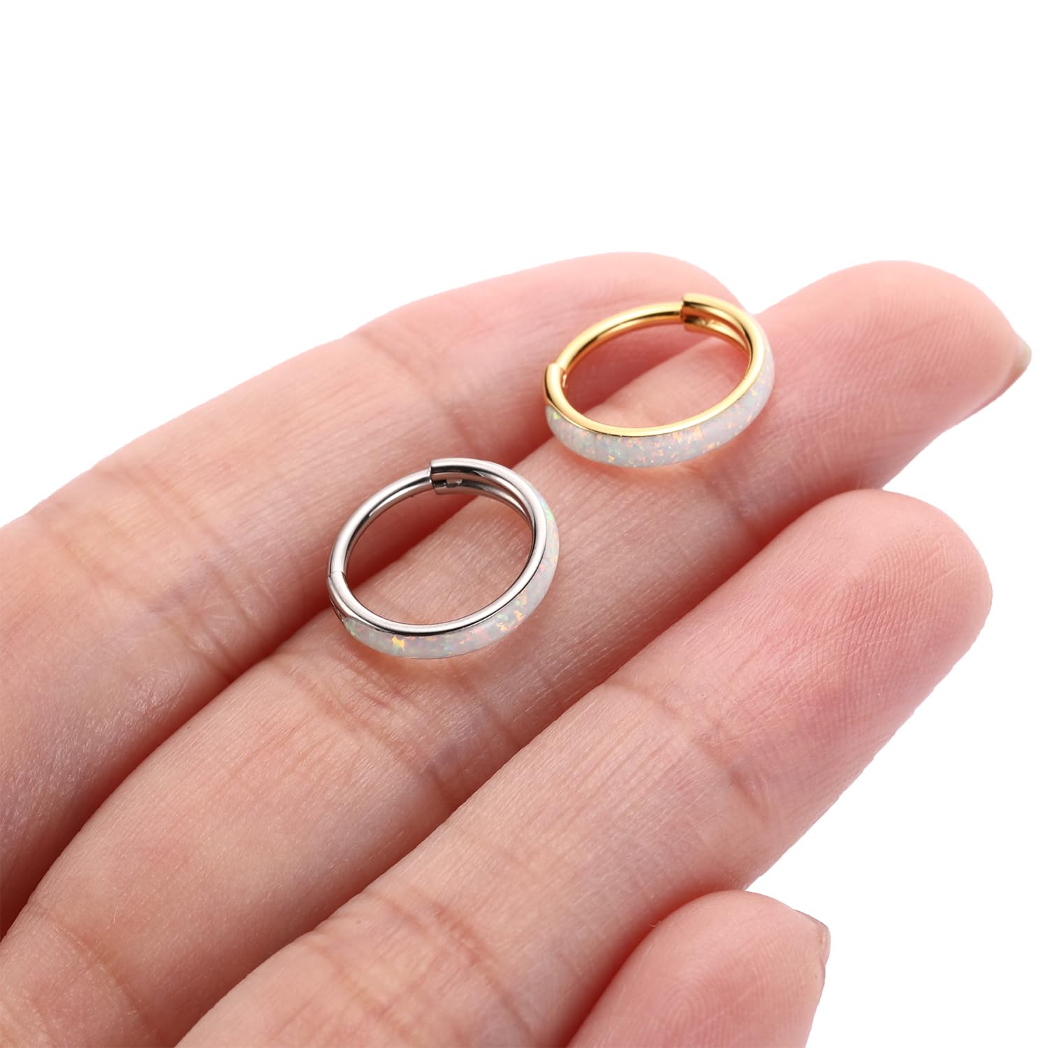 16G Conch Piercing Jewelry Broadside Nose Hoop Ring 316L Surgical Steel Helix Cartilage Earring Opal Septum Daith Tragus Lip Lobe Hoop Earring 8 mm 10 mm - QIAO Crystal我的商店QIAO Crystal