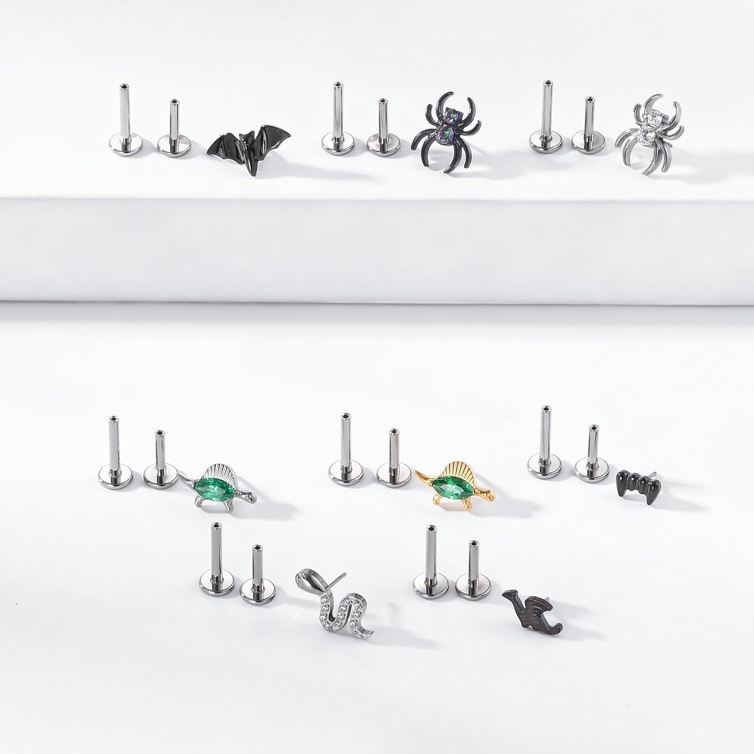 16g F136 Implant Grade Titanium Labrets Press Fit Threadless Push In Dainty Cartilage Helix - QIAO CrystalQIAO CrystalQIAO Crystal