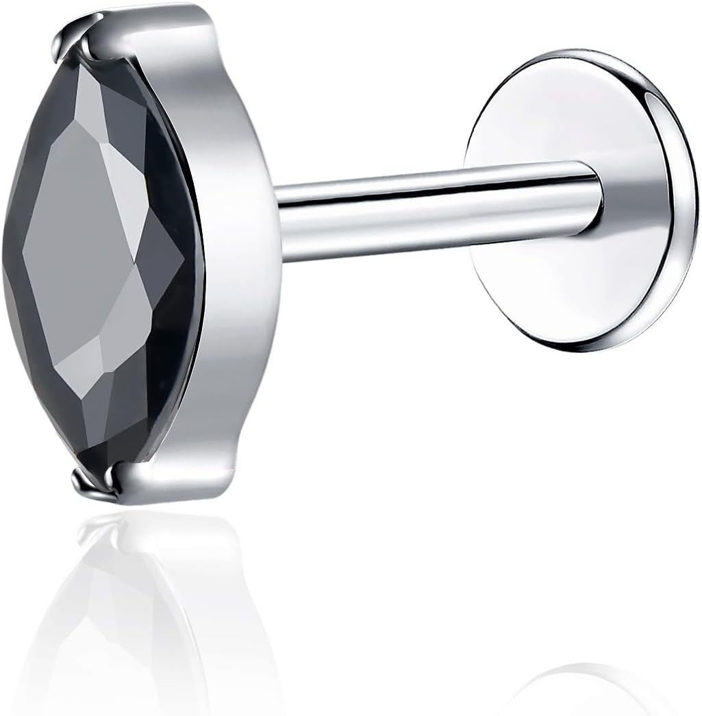 16G G23 Titanium Threadless Labret Studs Push - in Colorful CZ Labret Cluster Tragus Helix - QIAO CrystalQIAO CrystalQIAO Crystal