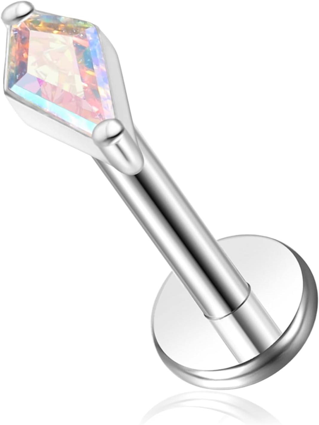 16G G23 Titanium Threadless Labret Studs Push - in Colorful CZ Labret Cluster Tragus Helix - QIAO CrystalQIAO CrystalQIAO Crystal