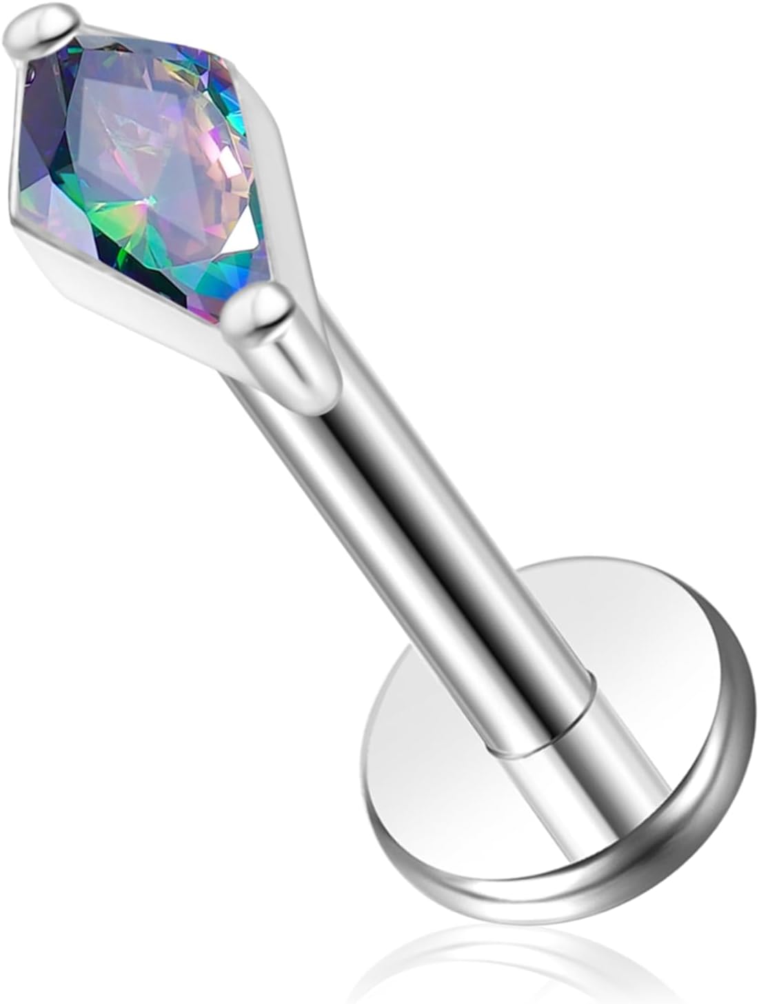 16G G23 Titanium Threadless Labret Studs Push - in Colorful CZ Labret Cluster Tragus Helix - QIAO CrystalQIAO CrystalQIAO Crystal