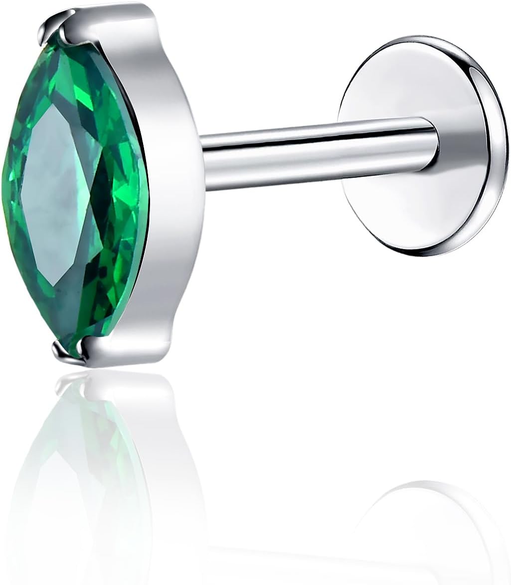 16G G23 Titanium Threadless Labret Studs Push - in Colorful CZ Labret Cluster Tragus Helix - QIAO CrystalQIAO CrystalQIAO Crystal