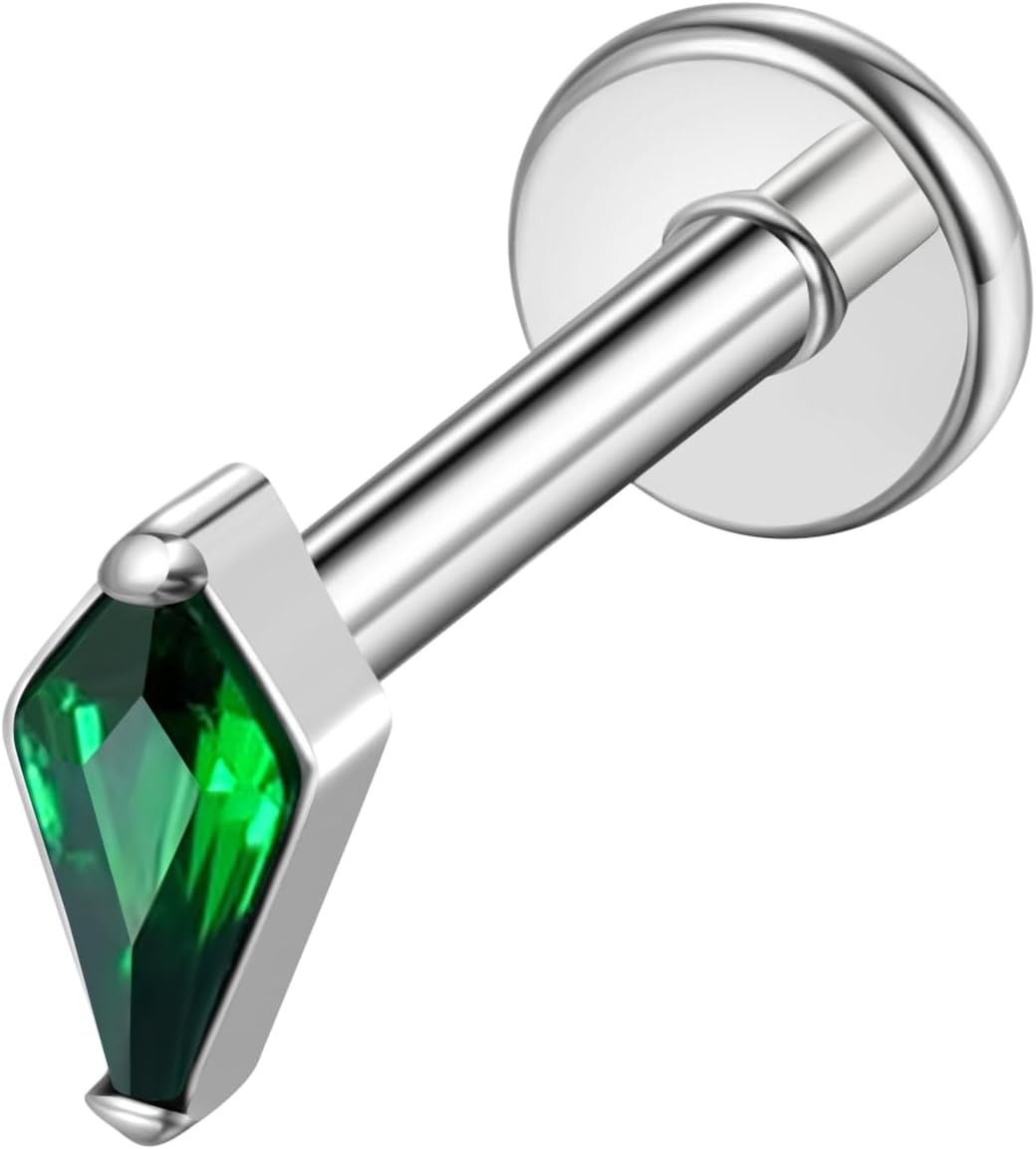 16G G23 Titanium Threadless Labret Studs Push - in Colorful CZ Labret Cluster Tragus Helix - QIAO CrystalQIAO CrystalQIAO Crystal