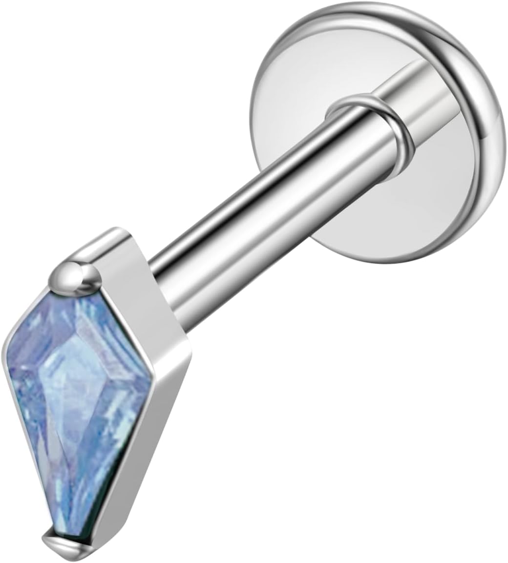 16G G23 Titanium Threadless Labret Studs Push - in Colorful CZ Labret Cluster Tragus Helix - QIAO CrystalQIAO CrystalQIAO Crystal
