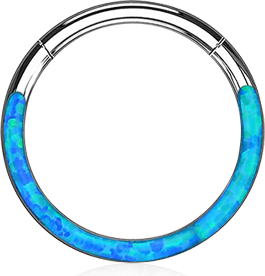 16G Opal Septum Rings Hoop Nose Ring Lip Rings Stainless Steel Hinged Segment Ring Seamless Clicker Ring Cartilage Earrings Hoop Helix Tragus Septum Piercing Jewerly - 我的商店我的商店我的商店