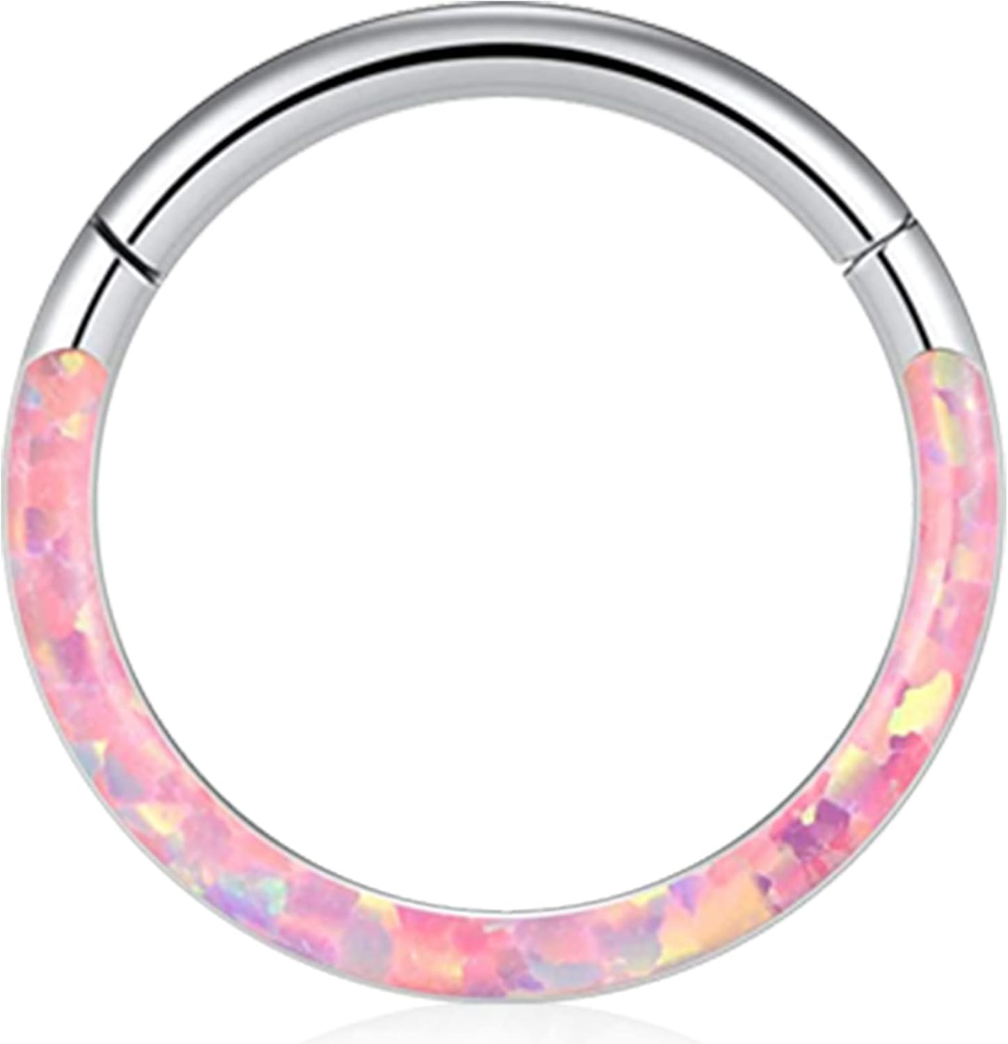 16G Opal Septum Rings Hoop Nose Ring Lip Rings Stainless Steel Hinged Segment Ring Seamless Clicker Ring Cartilage Earrings Hoop Helix Tragus Septum Piercing Jewerly - 我的商店我的商店我的商店