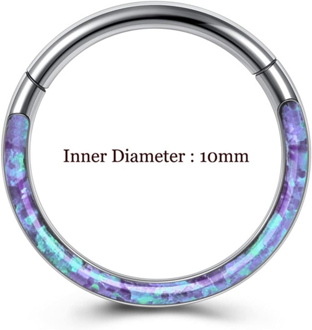 16G Opal Septum Rings Hoop Nose Ring Lip Rings Stainless Steel Hinged Segment Ring Seamless Clicker Ring Cartilage Earrings Hoop Helix Tragus Septum Piercing Jewerly - 我的商店我的商店我的商店