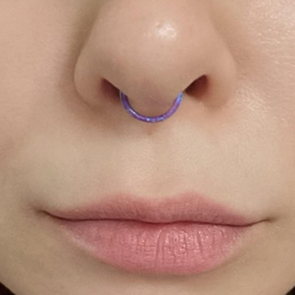 16G Opal Septum Rings Hoop Nose Ring Lip Rings Stainless Steel Hinged Segment Ring Seamless Clicker Ring Cartilage Earrings Hoop Helix Tragus Septum Piercing Jewerly - 我的商店我的商店我的商店