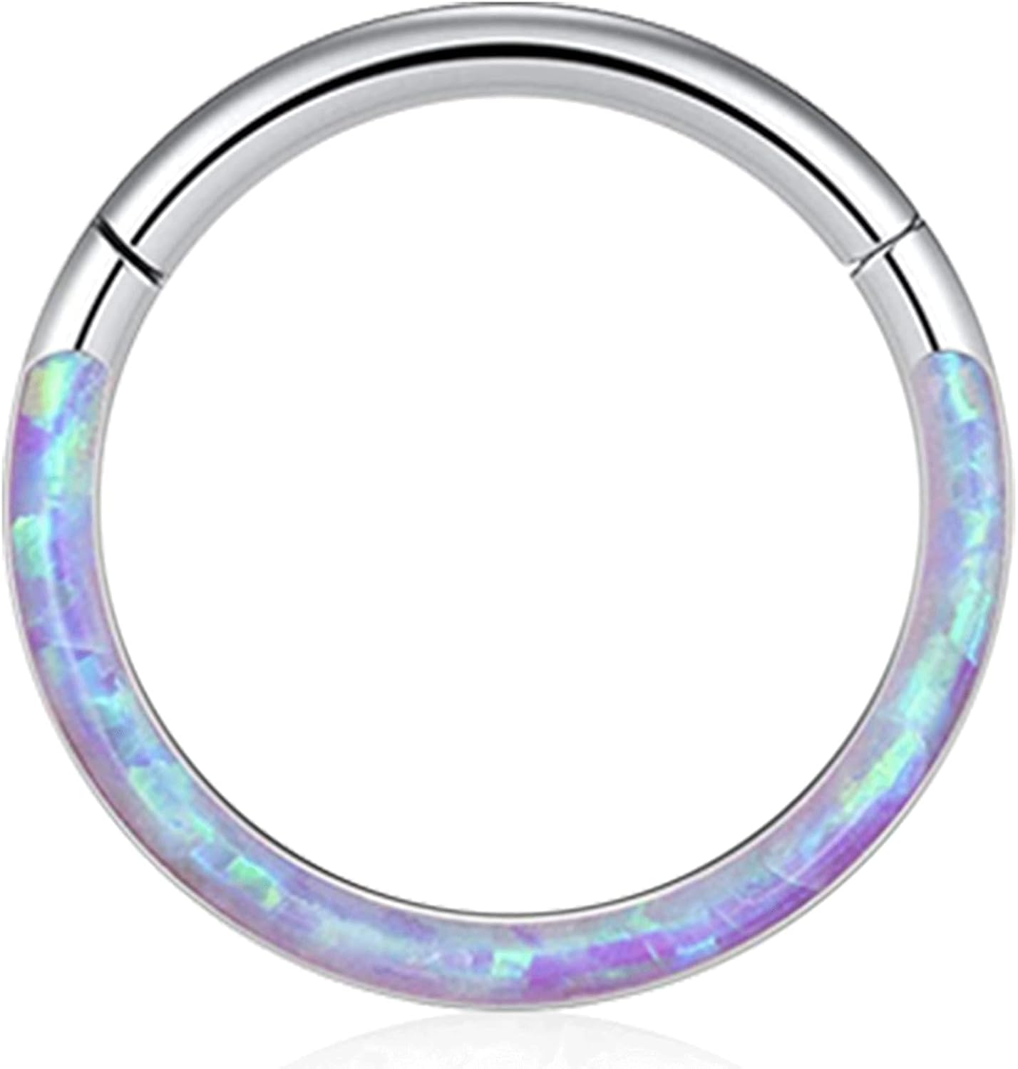16G Opal Septum Rings Hoop Nose Ring Lip Rings Stainless Steel Hinged Segment Ring Seamless Clicker Ring Cartilage Earrings Hoop Helix Tragus Septum Piercing Jewerly - 我的商店我的商店我的商店