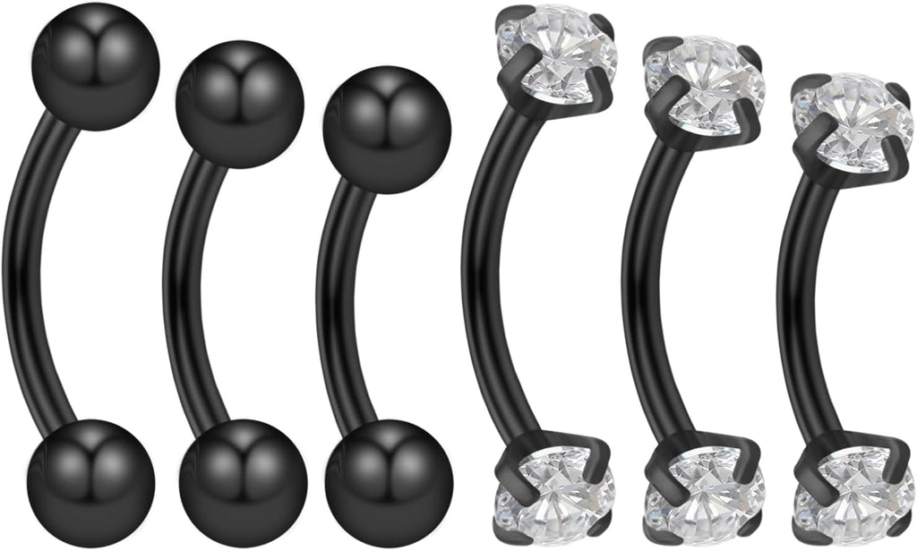 16G Rook Piercing Jewelry Eyebrow Rings Hypoallergenic Surgical Steel Vertical Lip Labret Belly Snake Eye Tongue Ring Daith Earring Piercing Jewelry for Men Women Curved Barbells 6mm 8mm 10mm - 我的商店我的商店我的商店