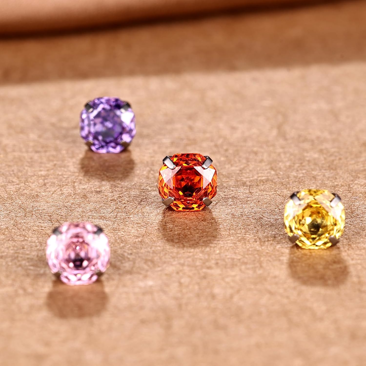 16G Rose Cut CZ Stud Earring Titanium Cartilage Earrings Flat Back Internal - QIAO CrystalQIAO CrystalQIAO Crystal