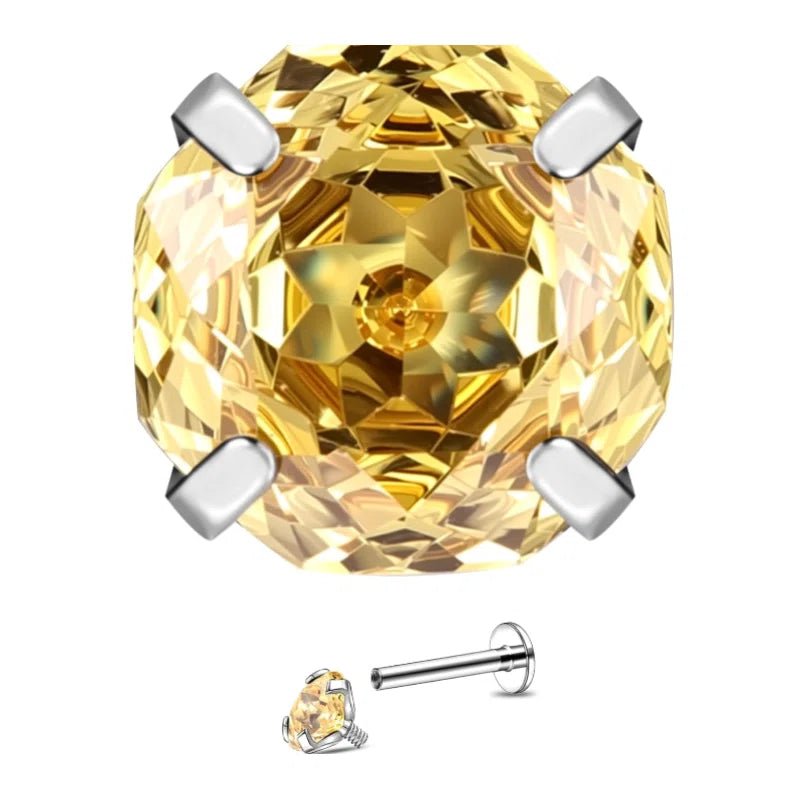 16G Rose Cut CZ Stud Earring Titanium Cartilage Earrings Flat Back Internal - QIAO CrystalQIAO CrystalQIAO Crystal