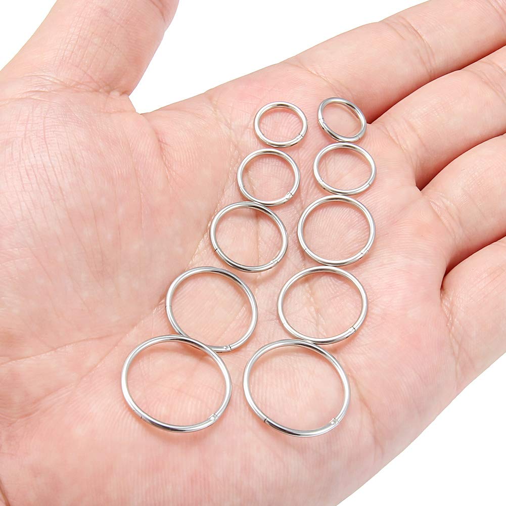 16G Stainless Steel Hinged Clicker Segment Septum Nose Lip Ring Hoop Cartilage Tragus Sleeper Earrings Body Piercing Jewelry - QIAO Crystal我的商店QIAO Crystal