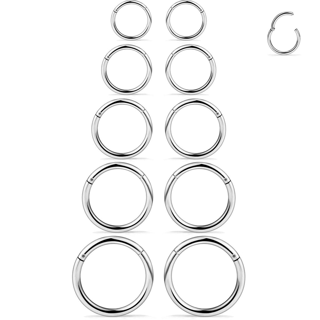 16G Stainless Steel Hinged Clicker Segment Septum Nose Lip Ring Hoop Cartilage Tragus Sleeper Earrings Body Piercing Jewelry - QIAO Crystal我的商店QIAO Crystal