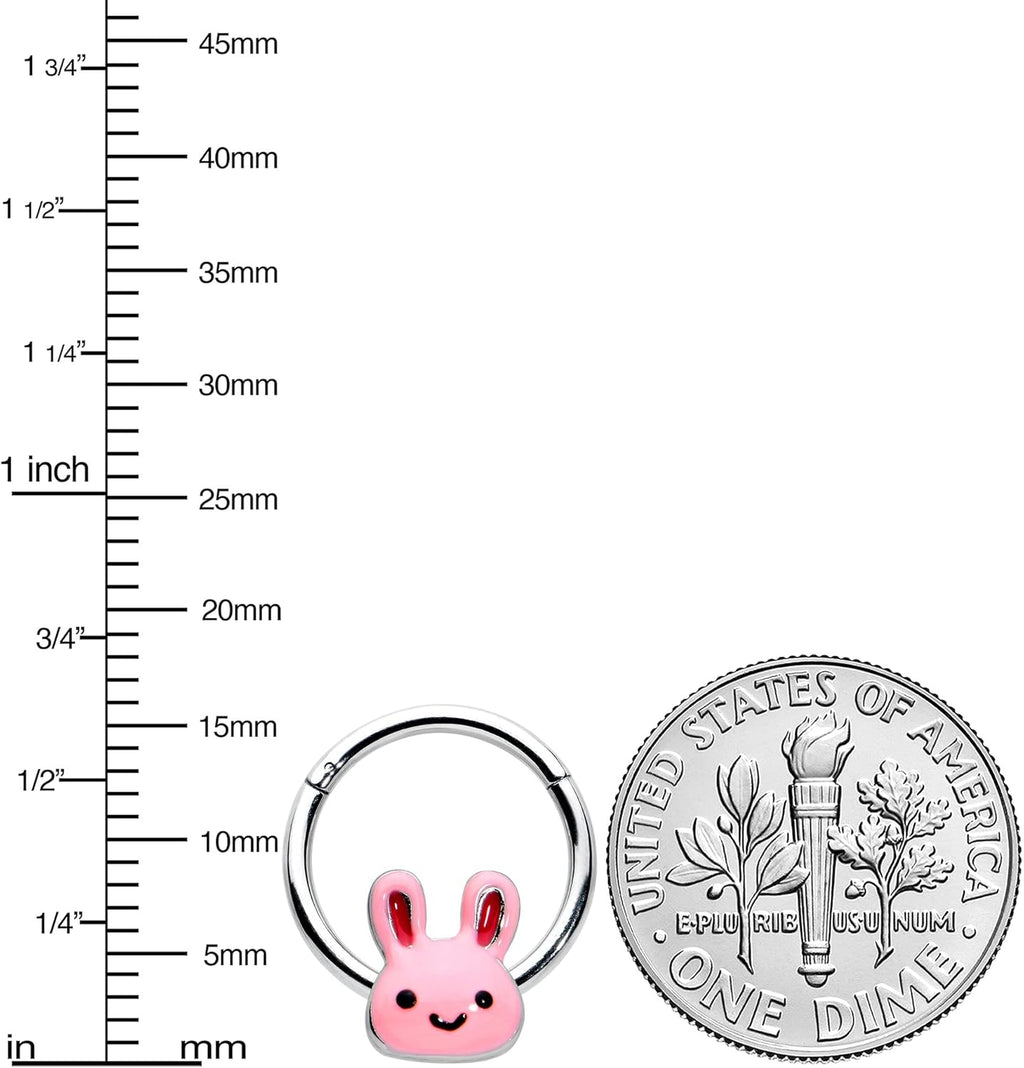 16G Steel Hinged Segment Ring Seamless Cartilage Nipple Ring Cutie Bunny Nose Hoop 3/8" - QIAO CrystalQIAO CrystalQIAO Crystal