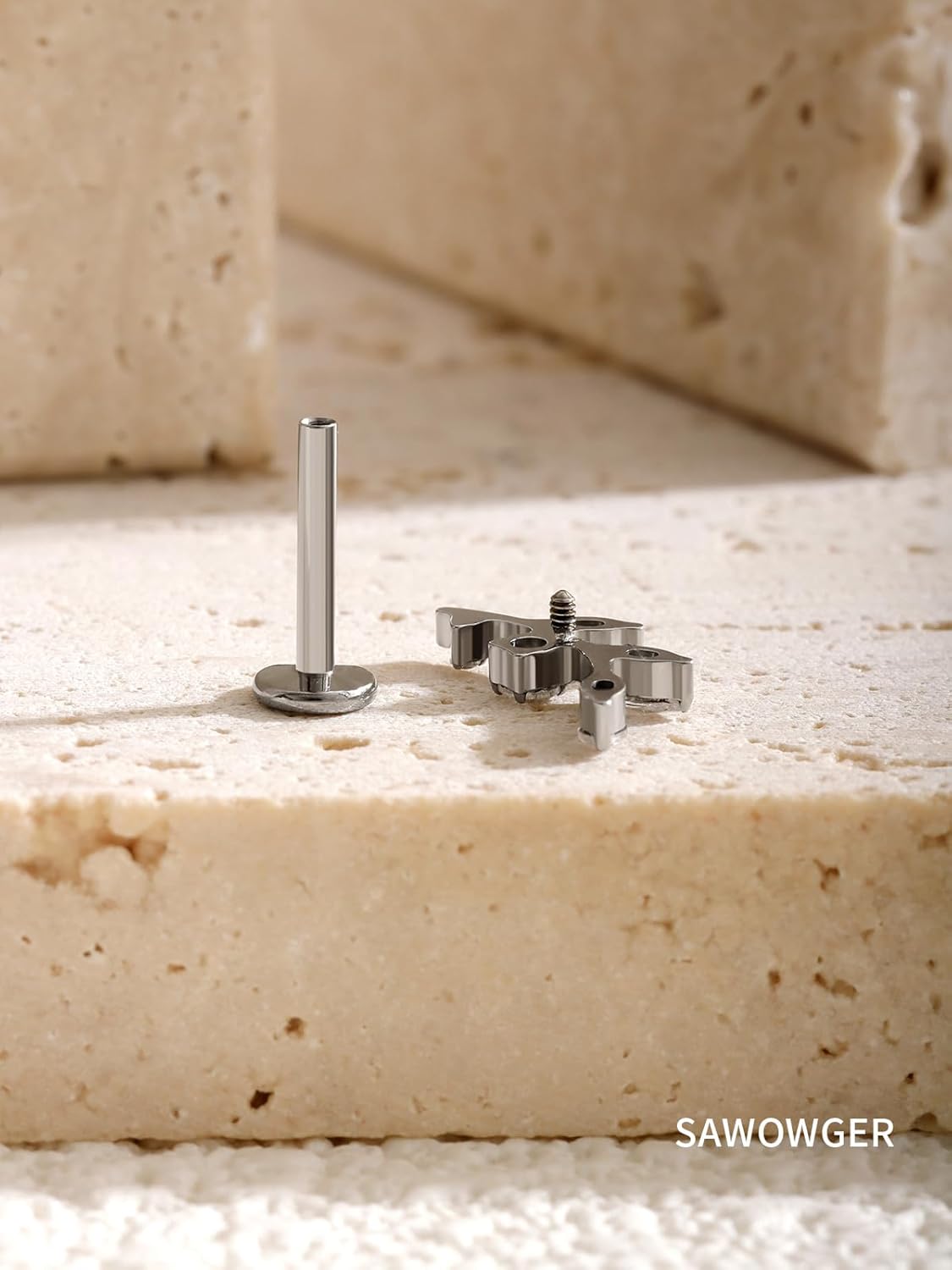 16G Titanium Flat Back Earrings for Women Conch/Helix/Foward Helix/Tragus/Hypoallergenic Piercing Jewelry Internal Thread Cartilage Stud Gold Silver CZ Branch Earrings - QIAO CrystalQIAO CrystalQIAO Crystal