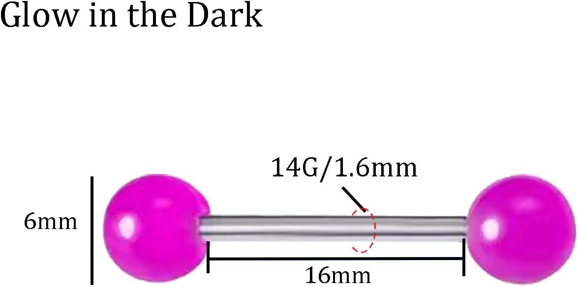 16Pcs Glow in The Dark Nipple Rings Tongue Rings 14G 316L Surgical Steel Glitter Acrylic Sequin Starry Sky Tongue Nipple Barbells Piercing Jewelry for Women Men - QIAO CrystalQIAO CrystalQIAO Crystal