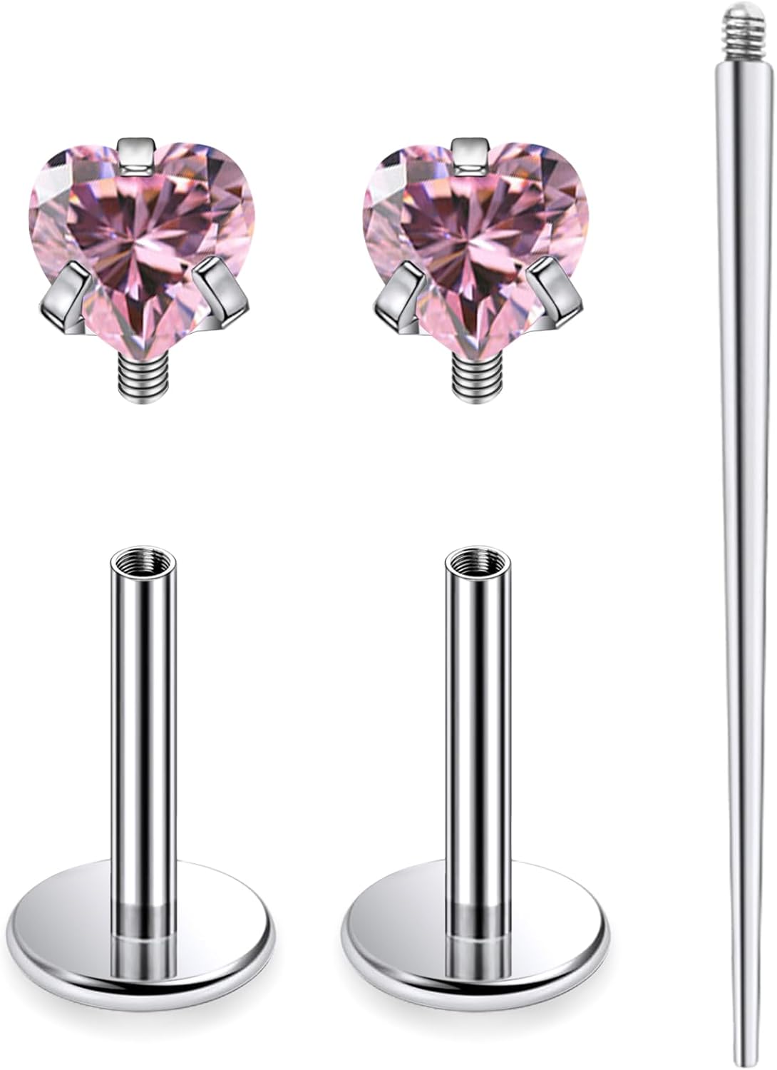 18G 16G Astm F136 Titanium Internal Thread Flat Back Earrings Nose Studs Tragus Helix - QIAO CrystalQIAO CrystalQIAO Crystal