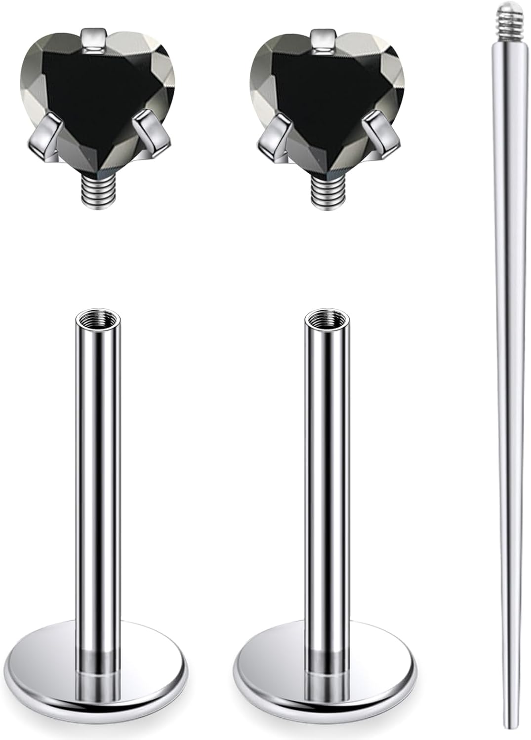 18G 16G Astm F136 Titanium Internal Thread Flat Back Earrings Nose Studs Tragus Helix - QIAO CrystalQIAO CrystalQIAO Crystal