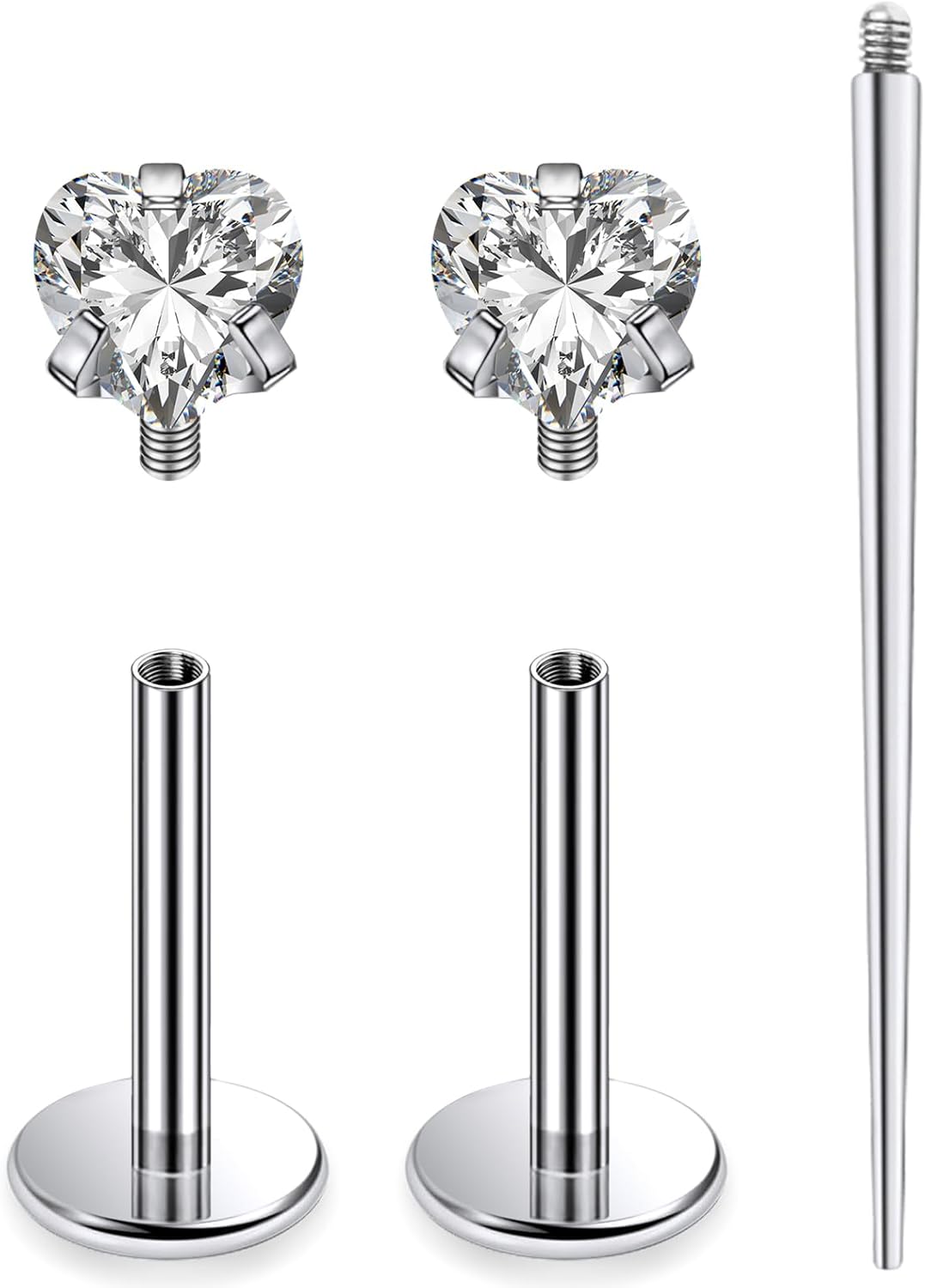 18G 16G Astm F136 Titanium Internal Thread Flat Back Earrings Nose Studs Tragus Helix - QIAO CrystalQIAO CrystalQIAO Crystal