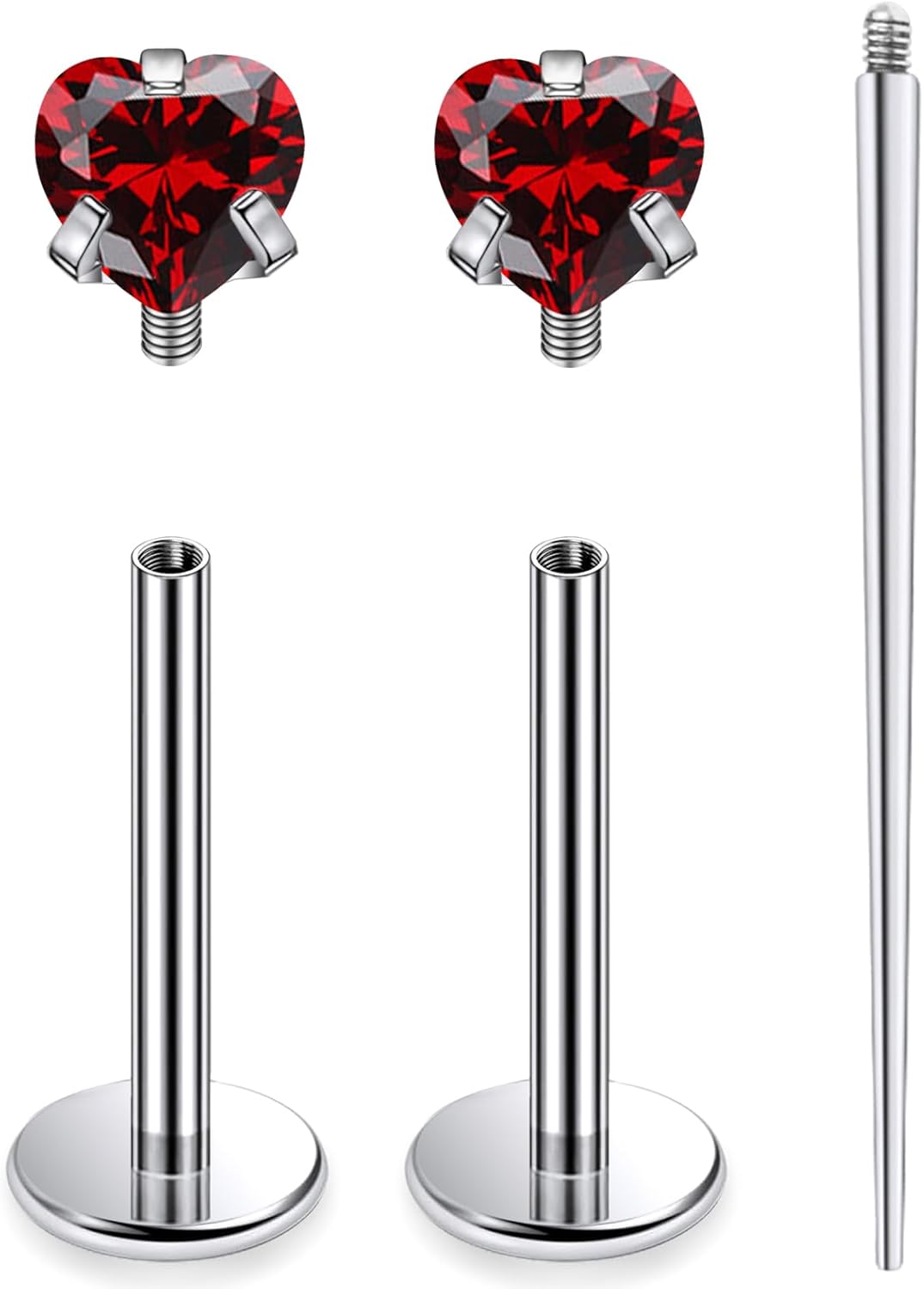 18G 16G Astm F136 Titanium Internal Thread Flat Back Earrings Nose Studs Tragus Helix - QIAO CrystalQIAO CrystalQIAO Crystal