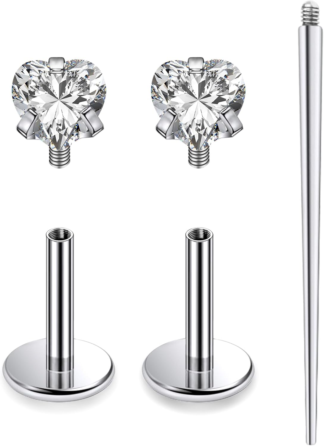 18G 16G Astm F136 Titanium Internal Thread Flat Back Earrings Nose Studs Tragus Helix - QIAO CrystalQIAO CrystalQIAO Crystal