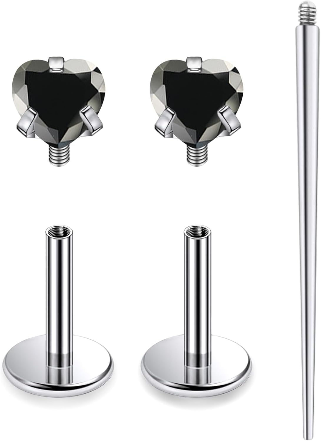 18G 16G Astm F136 Titanium Internal Thread Flat Back Earrings Nose Studs Tragus Helix - QIAO CrystalQIAO CrystalQIAO Crystal