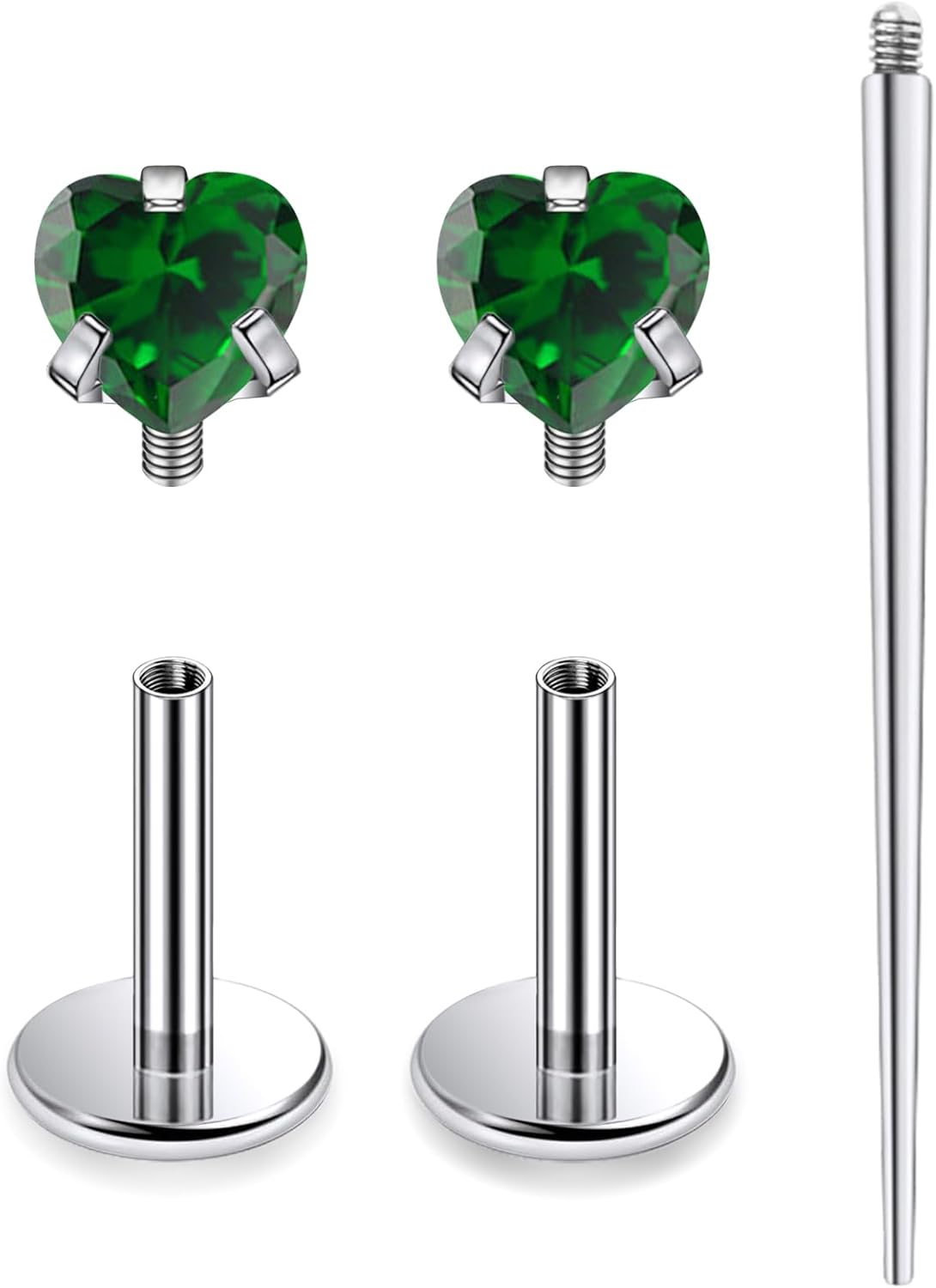 18G 16G Astm F136 Titanium Internal Thread Flat Back Earrings Nose Studs Tragus Helix - QIAO CrystalQIAO CrystalQIAO Crystal