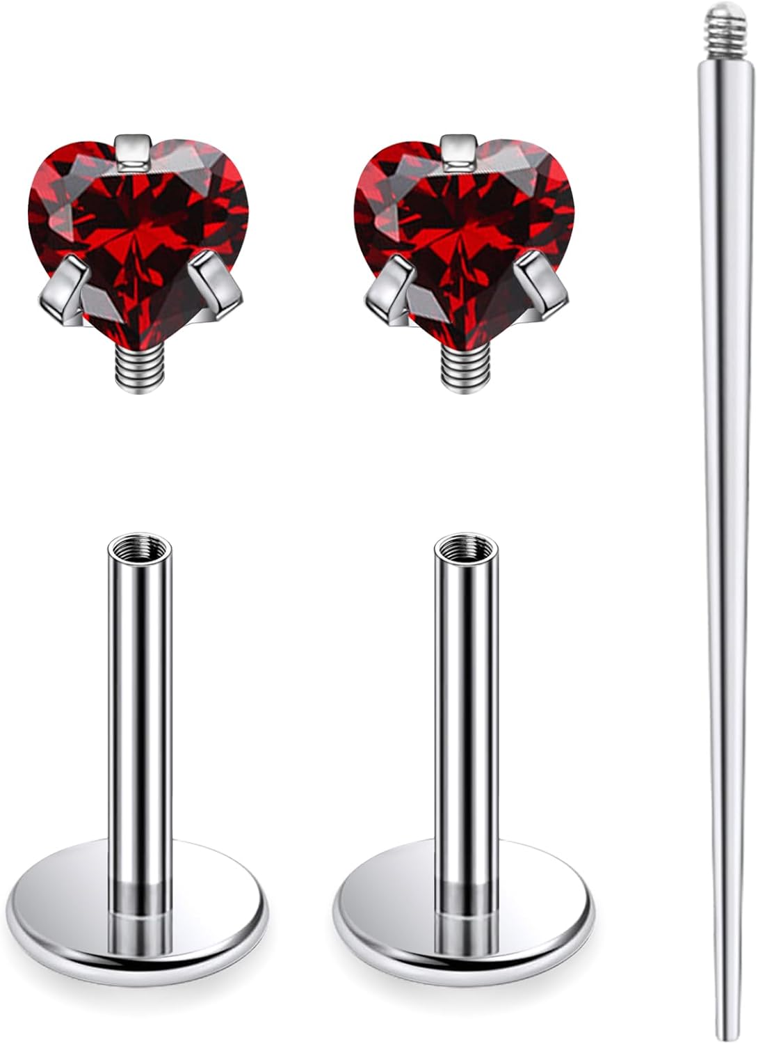 18G 16G Astm F136 Titanium Internal Thread Flat Back Earrings Nose Studs Tragus Helix - QIAO CrystalQIAO CrystalQIAO Crystal