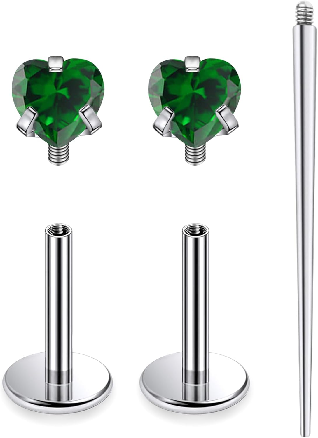 18G 16G Astm F136 Titanium Internal Thread Flat Back Earrings Nose Studs Tragus Helix - QIAO CrystalQIAO CrystalQIAO Crystal