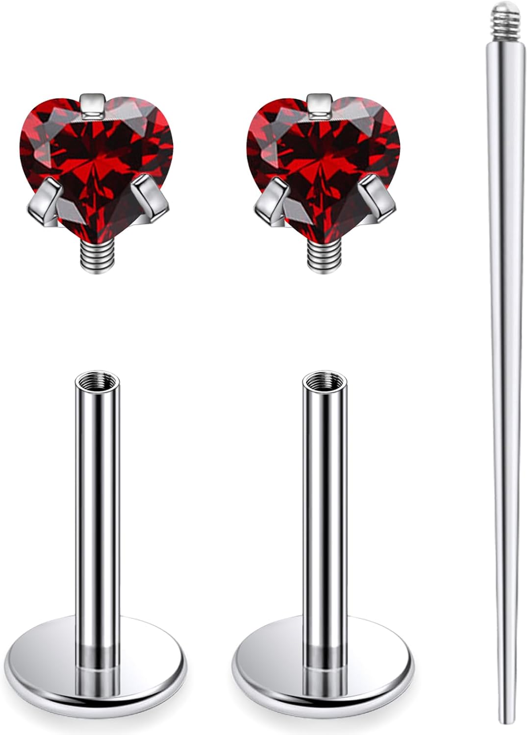 18G 16G Astm F136 Titanium Internal Thread Flat Back Earrings Nose Studs Tragus Helix - QIAO CrystalQIAO CrystalQIAO Crystal