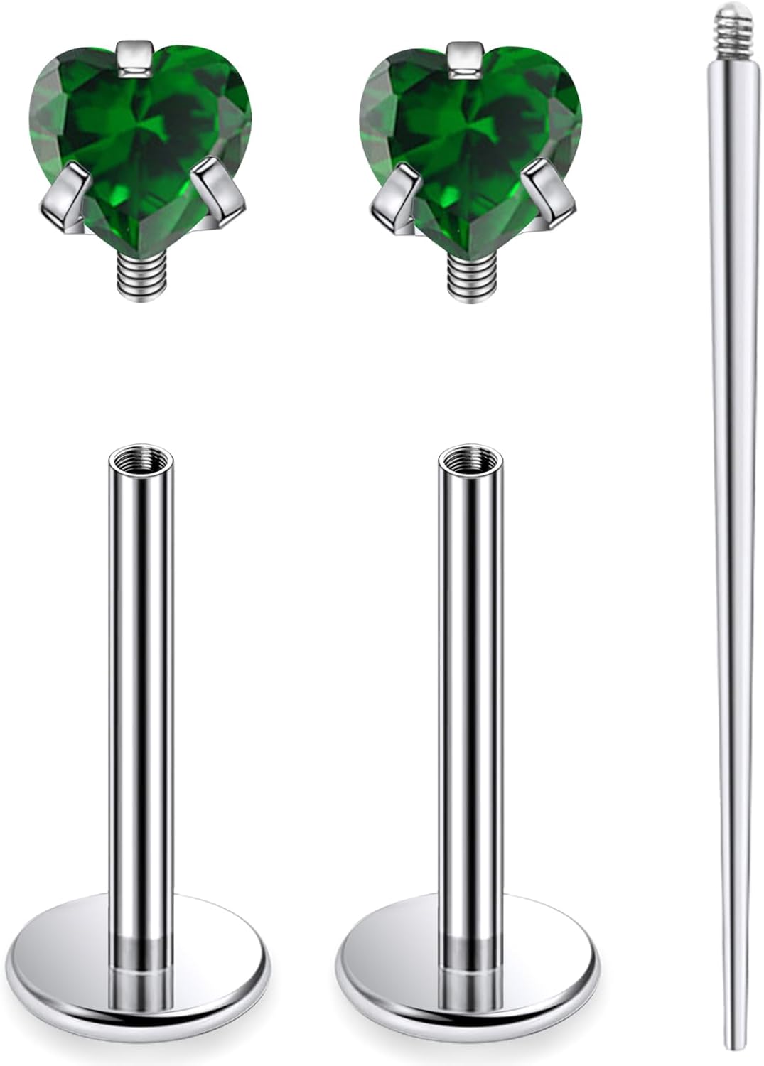 18G 16G Astm F136 Titanium Internal Thread Flat Back Earrings Nose Studs Tragus Helix - QIAO CrystalQIAO CrystalQIAO Crystal