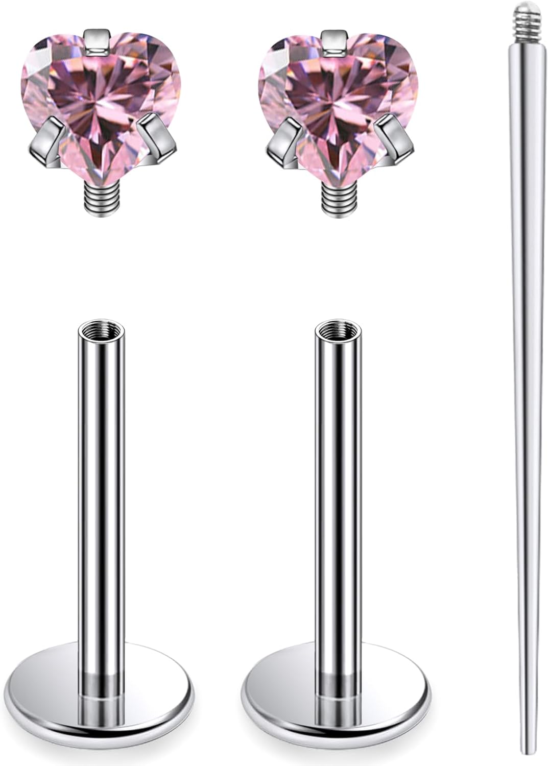 18G 16G Astm F136 Titanium Internal Thread Flat Back Earrings Nose Studs Tragus Helix - QIAO CrystalQIAO CrystalQIAO Crystal