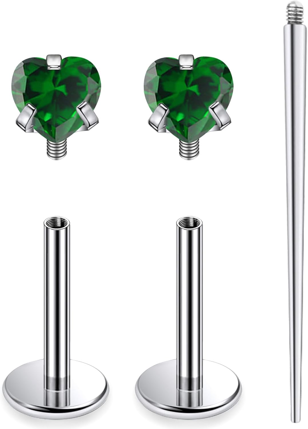 18G 16G Astm F136 Titanium Internal Thread Flat Back Earrings Nose Studs Tragus Helix - QIAO CrystalQIAO CrystalQIAO Crystal