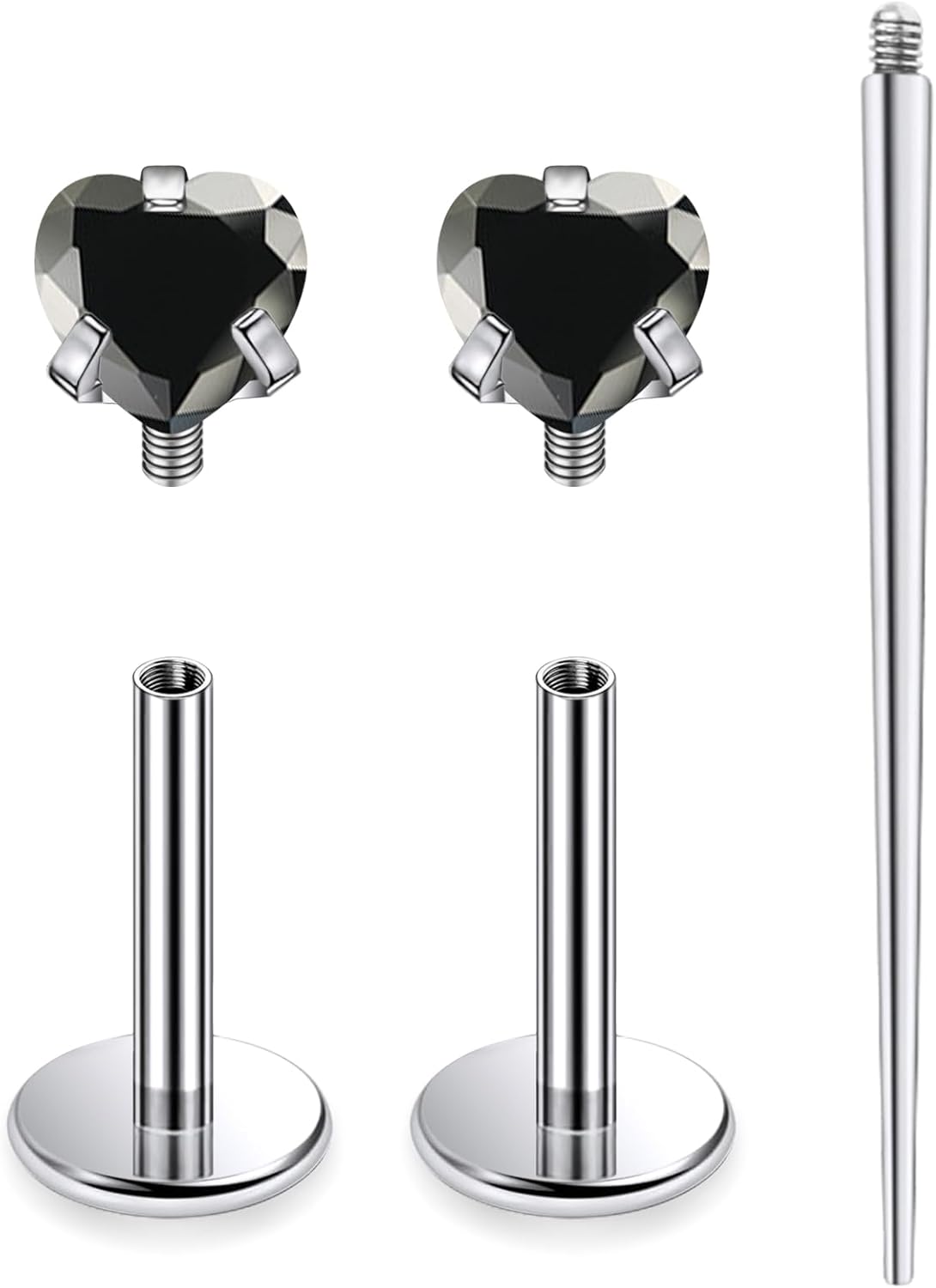 18G 16G Astm F136 Titanium Internal Thread Flat Back Earrings Nose Studs Tragus Helix - QIAO CrystalQIAO CrystalQIAO Crystal