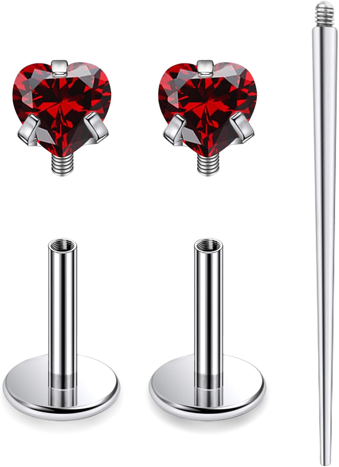 18G 16G Astm F136 Titanium Internal Thread Flat Back Earrings Nose Studs Tragus Helix - QIAO CrystalQIAO CrystalQIAO Crystal