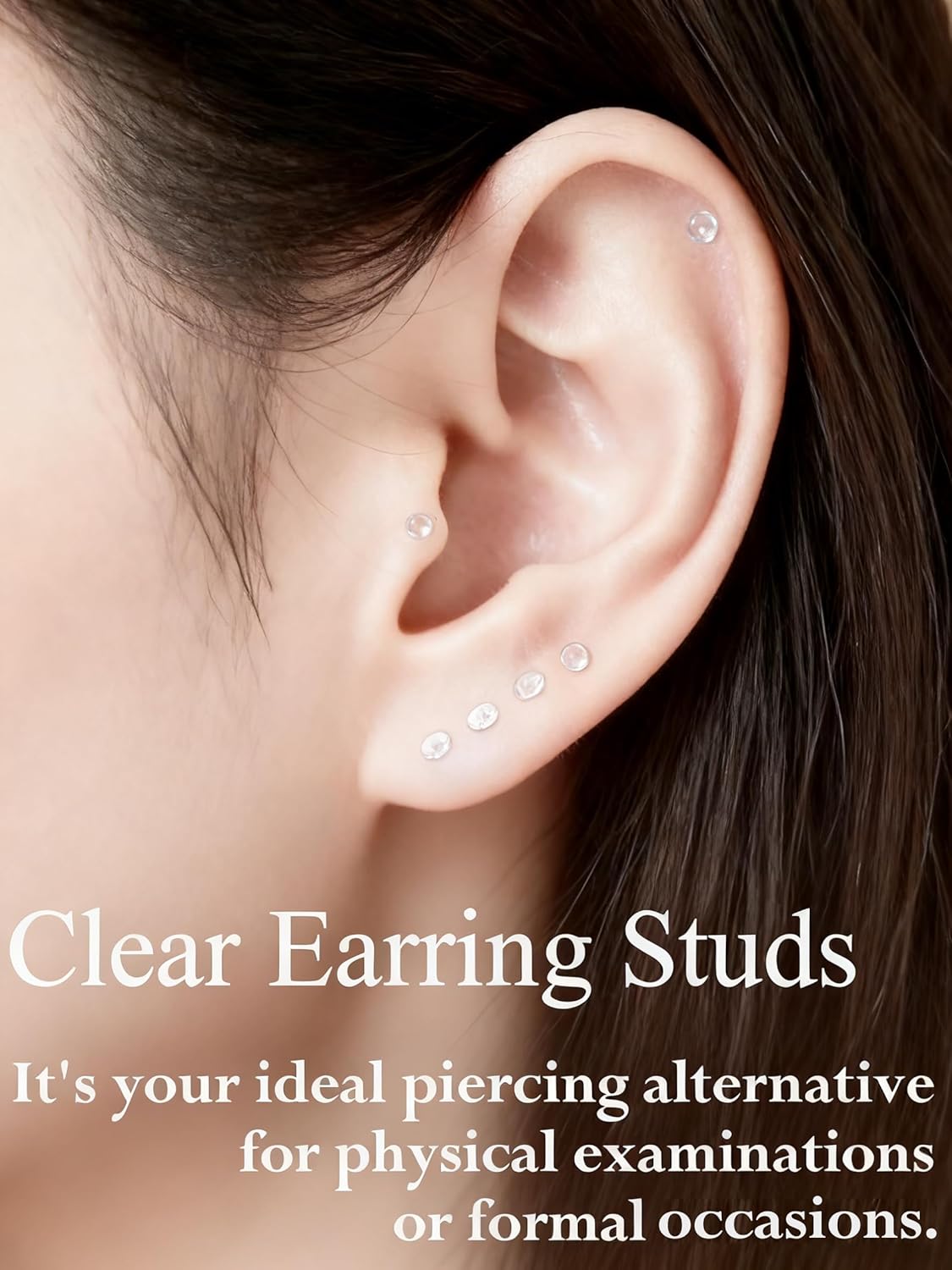 18G 16G Flat Back Clear Earrings for Sports Nose Studs Silicone Plastic tragus conch cartilage Retainers - QIAO CrystalQIAO CrystalQIAO Crystal