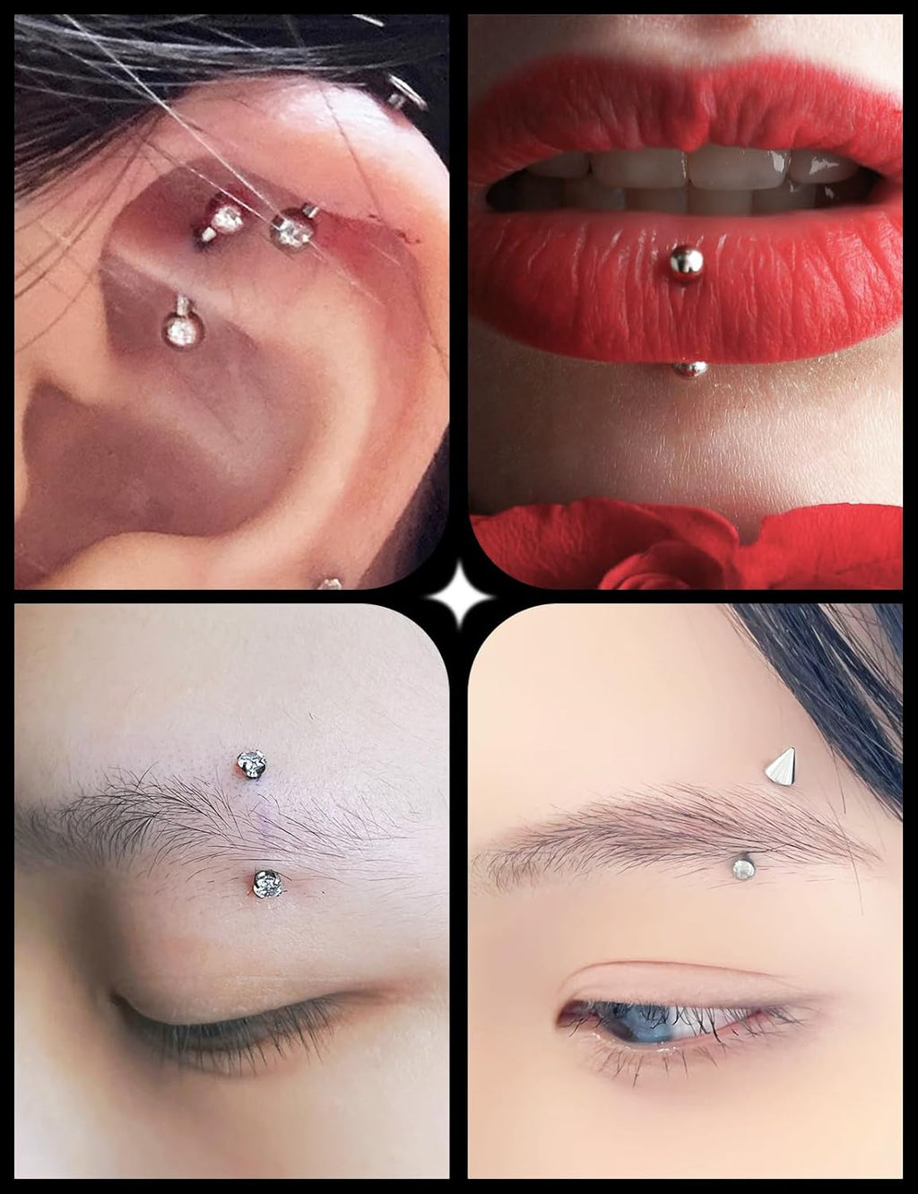 18G Internal Thread Eyebrow Piercing Jewelry Surgical Steel Curved Barbell Tiny Eyebrow Ring Vertical Labret Lip Jewelry Ear Rook Small Belly Button Ring for Women Men 6mm/8mm/10mm - 我的商店我的商店我的商店