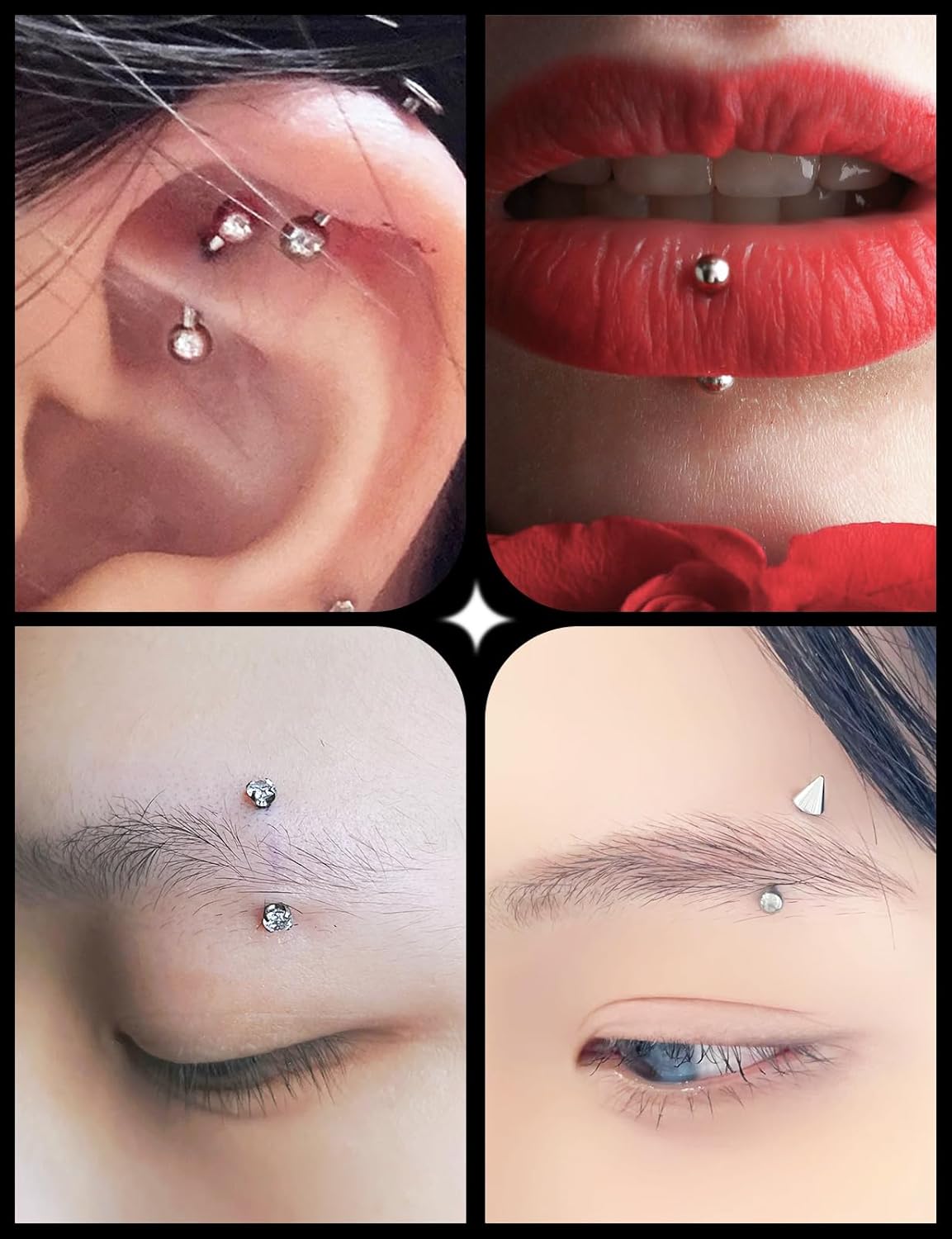18G Internal Thread Eyebrow Piercing Jewelry Surgical Steel Curved Barbell Tiny Eyebrow Ring Vertical Labret Lip Jewelry Ear Rook Small Belly Button Ring for Women Men 6mm/8mm/10mm - 我的商店我的商店我的商店