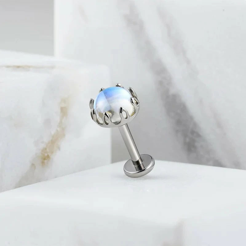 1PC 16G ASTM F136 Titanium Moonstone Cartilage Earring with 6mm 8mm Post