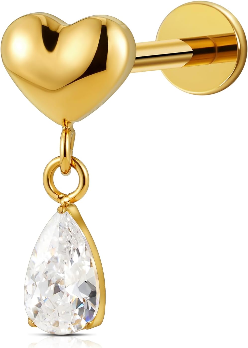 1PC 16G 6mm 8mm ASTM F136 Titanium Cartilage Earring Flat Back Stud - QIAO CrystalQIAO CrystalQIAO Crystal