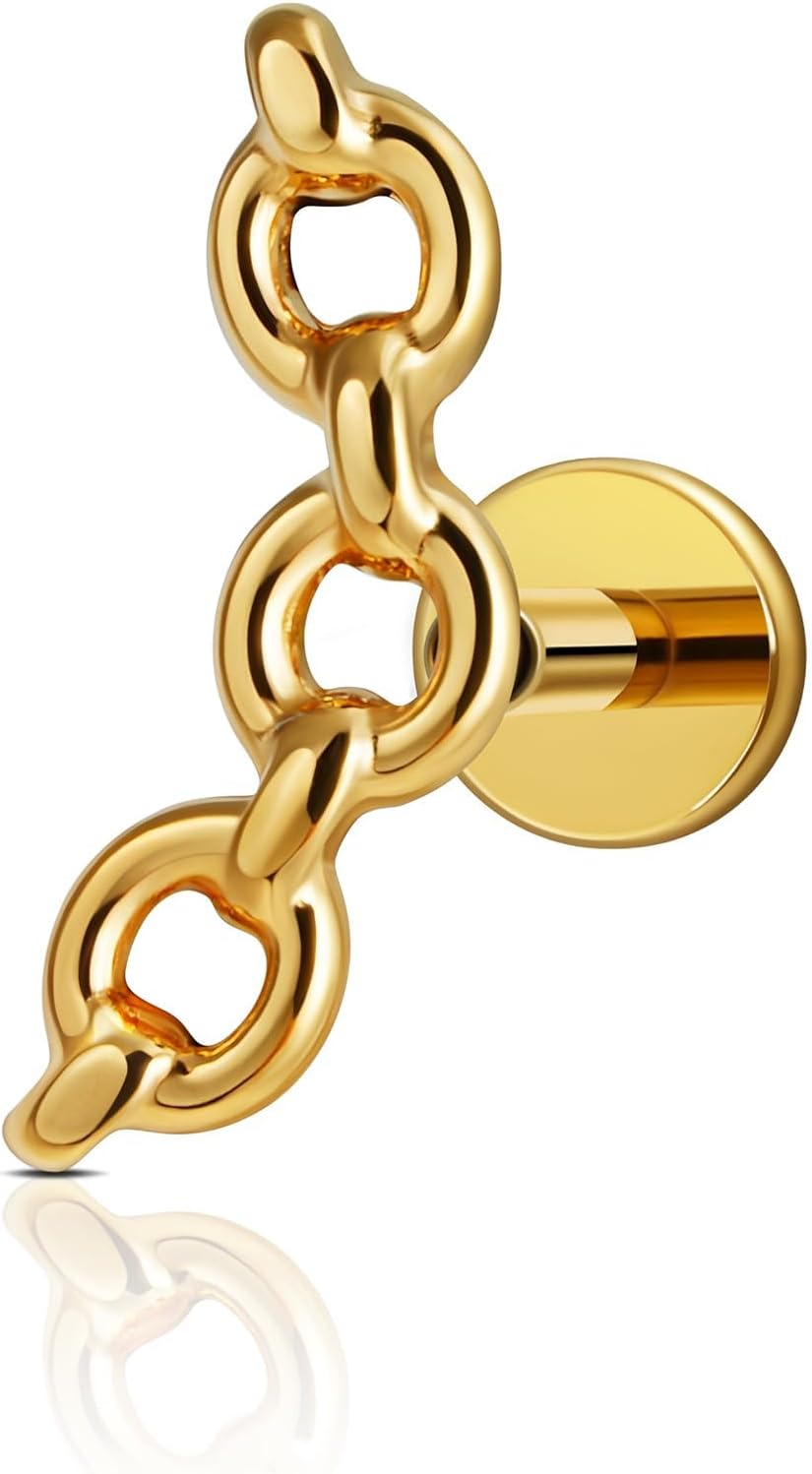 1PC 16G 6mm 8mm ASTM F136 Titanium Cartilage Earring Flat Back Stud - QIAO CrystalQIAO CrystalQIAO Crystal