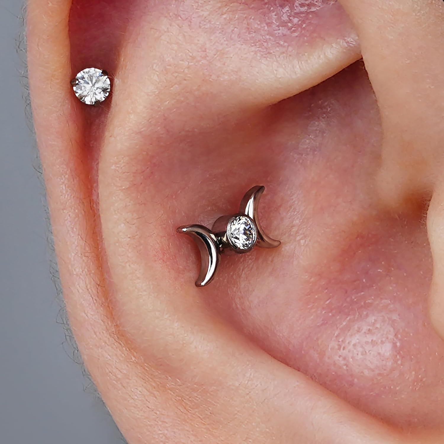 1PC 16G 6mm 8mm ASTM F136 Titanium Cartilage Earring Flat Back Stud - QIAO CrystalQIAO CrystalQIAO Crystal