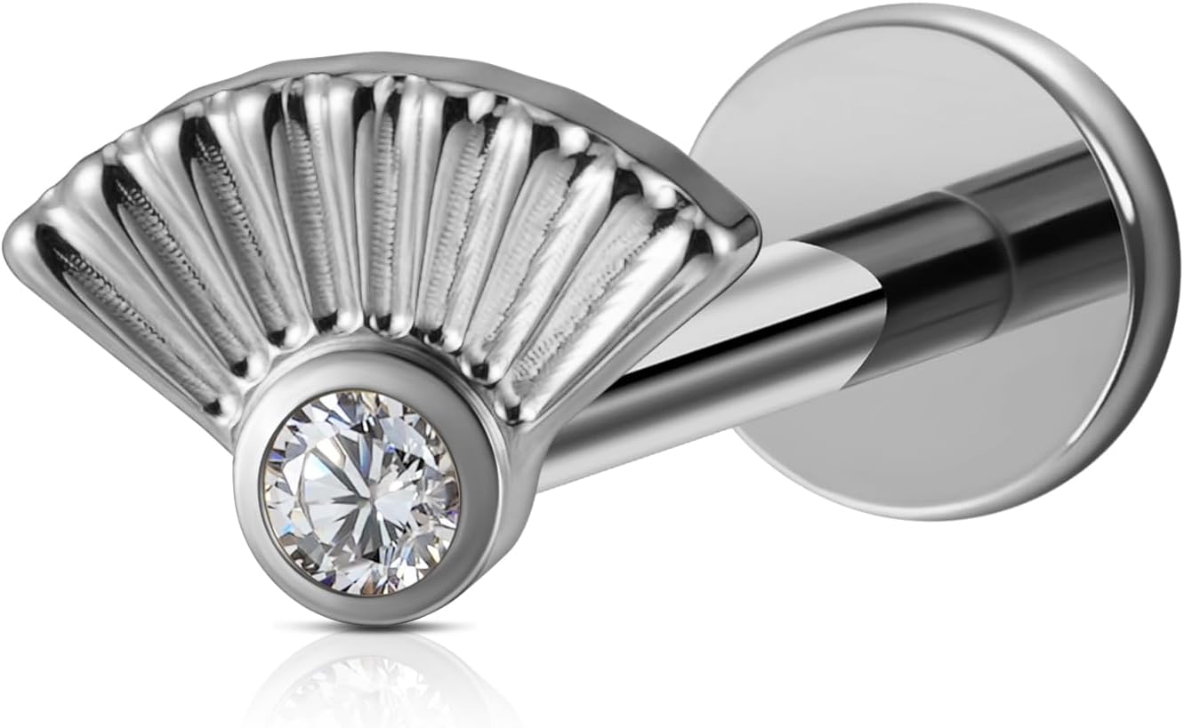 1PC 16G 6mm 8mm ASTM F136 Titanium Cartilage Earring Flat Back Stud - QIAO CrystalQIAO CrystalQIAO Crystal