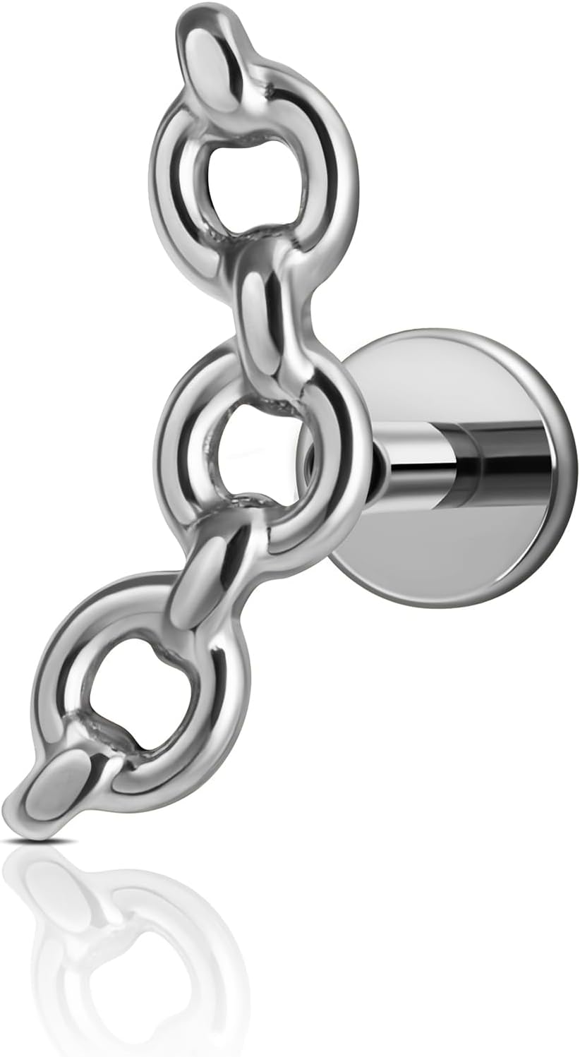 1PC 16G 6mm 8mm ASTM F136 Titanium Cartilage Earring Flat Back Stud - QIAO CrystalQIAO CrystalQIAO Crystal