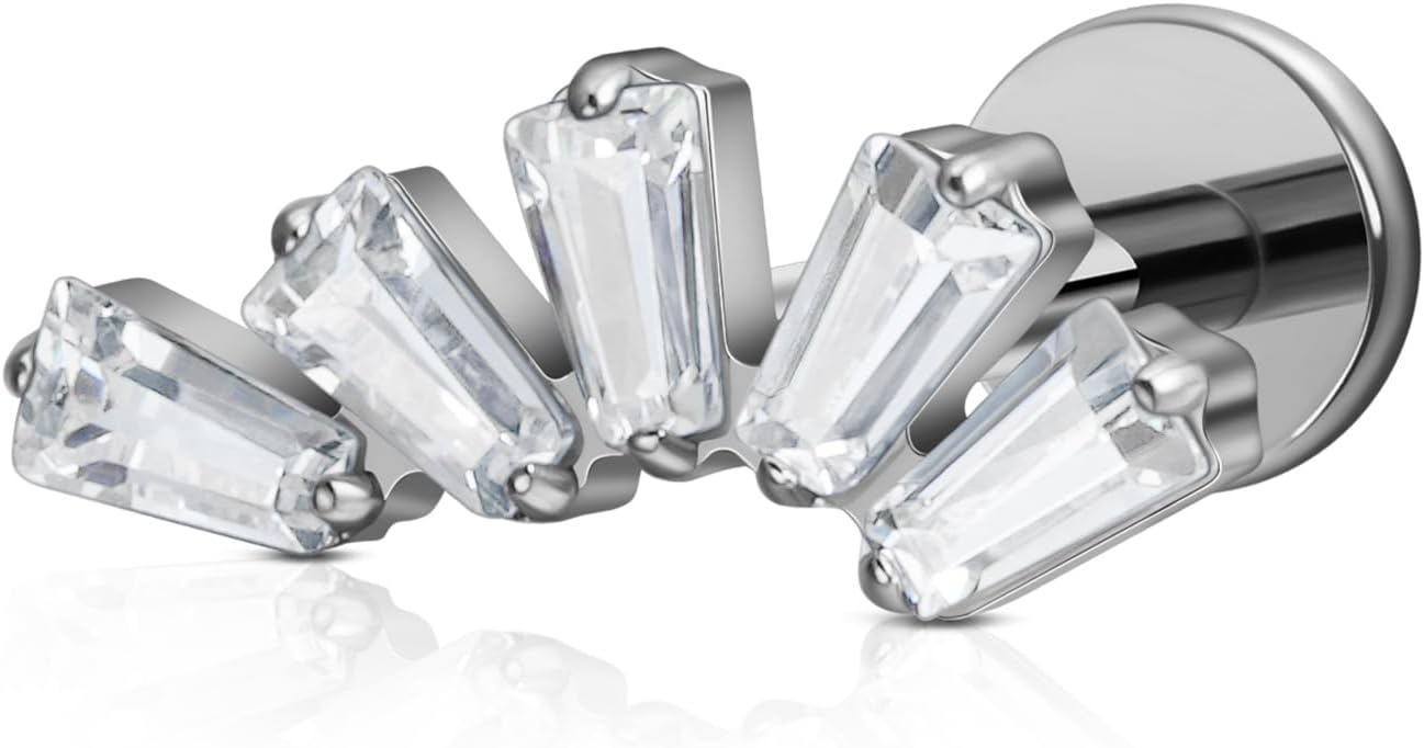 1PC 16G Gold Cartilage Earring ASTM F136 Titanium Piercing Jewelry for Tragus Helix - QIAO CrystalQIAO CrystalQIAO Crystal