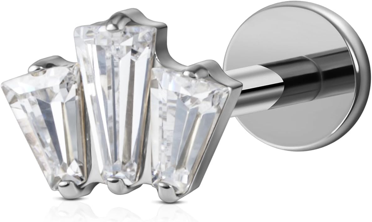 1PC 16G Gold Cartilage Earring ASTM F136 Titanium Piercing Jewelry for Tragus Helix - QIAO CrystalQIAO CrystalQIAO Crystal