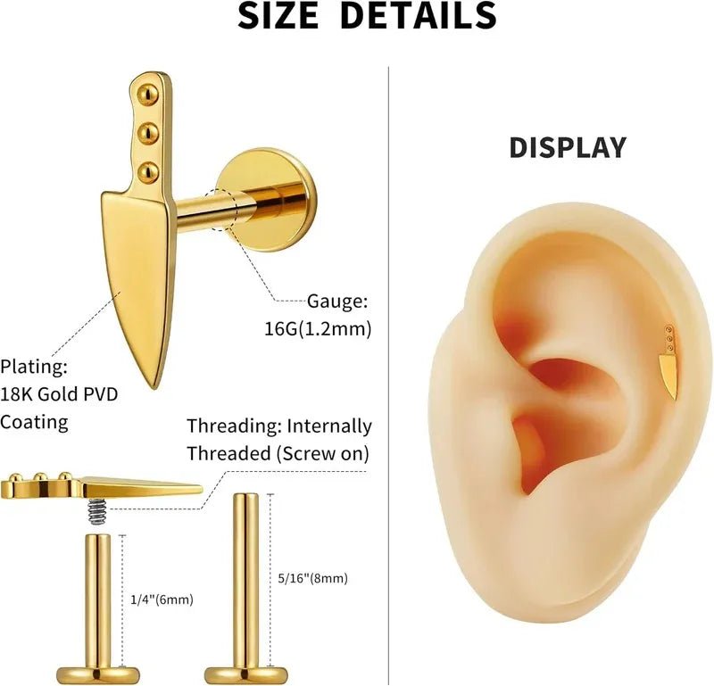 1PC ASTM F136 Titanium Internally Threaded Piercing Jewelry Stud - QIAO CrystalQIAO CrystalQIAO Crystal