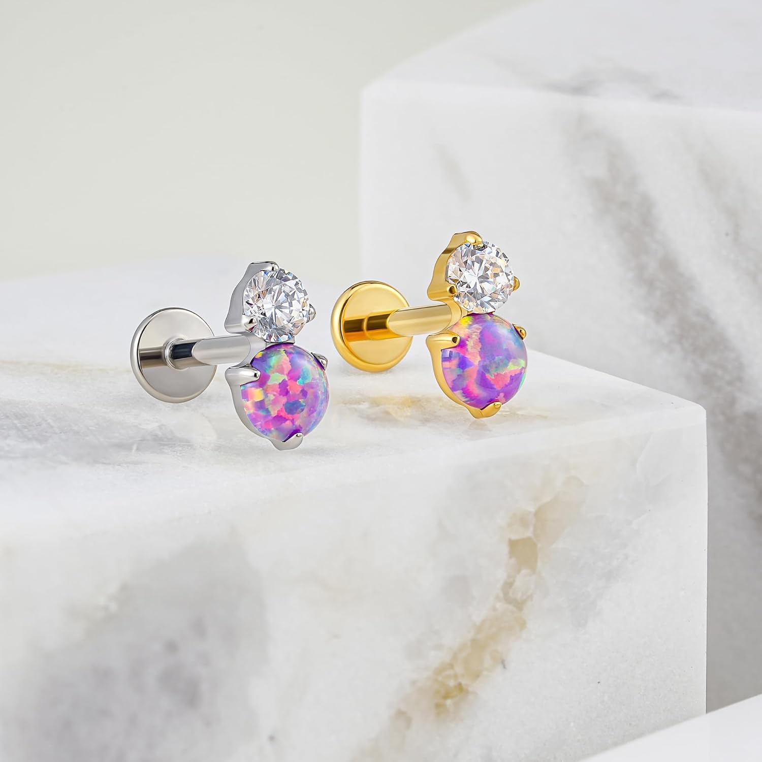 1PC F136 Titanium Flat back Stud for Conch Tragus Helix Flat - QIAO CrystalQIAO CrystalQIAO Crystal