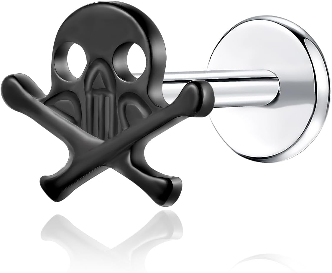 1Pcs G23 Titanium Flat Back Earrings Studs 16g F136 Implant Grade Titanium Labrets Press Fit Threadless Push In Dainty Cartilage Helix Conch Lobe Lip - QIAO CrystalQIAO CrystalQIAO Crystal